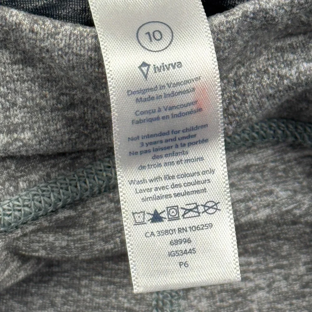Ivivva by‎ Lululemon Leggings Girls 10 Gray Tight Mesh Side Pockets Athletic